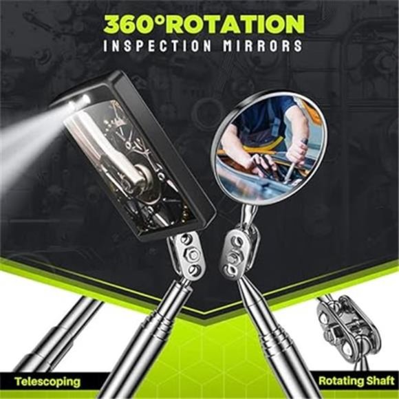 Magnetic Pickup Tool Set-Extendable Magnet Flashlight with Inspection Mirror - Picture 2 of 6